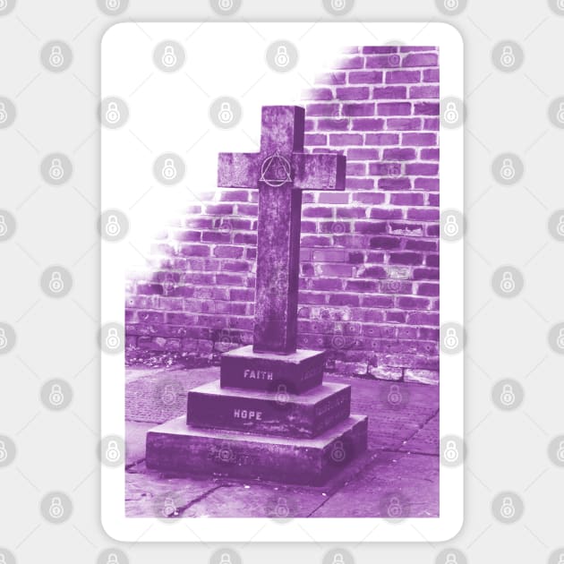 Graveyard church cross, purple monochrome photography Sticker by F-for-Fab